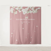 Blossom floral Dusty Rose Hochzeit Foto Hintergrun Wandteppich (Vorderseite)