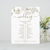 Blossom Floral Schrift Hochzeitsplan Zeitachse (Stehend Vorderseite)