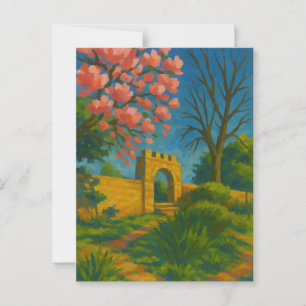 Blossom Gate - Bezaubernde Gartenmalerei Postkarte