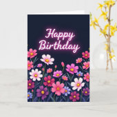 Blossom Geburtstag Schwarze Karte (Gelbe Blume)