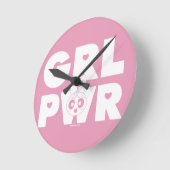 Blossom Girl Power Runde Wanduhr (Winkel)