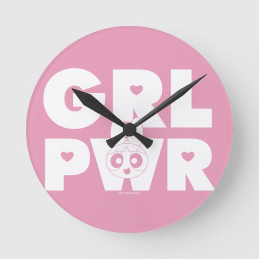 Blossom Girl Power Runde Wanduhr (Vorderseite)
