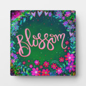 Blossom Grün rosa Blütenspass Inspirierend Easel Fotoplatte (Vorderseite)