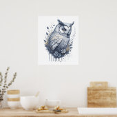 Blossom Guardian: Wasserfarben-Schüssel mit Blumen Poster (Küche)