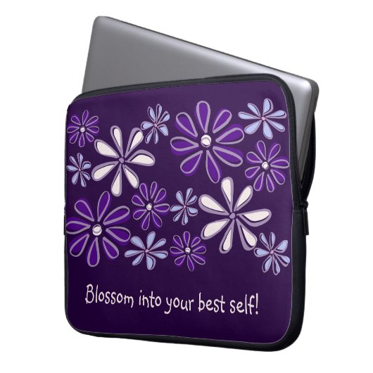 Blossom in Ihr bestes Selbst, Lila Blume Muster Laptopschutzhülle (Vorderseite Links)