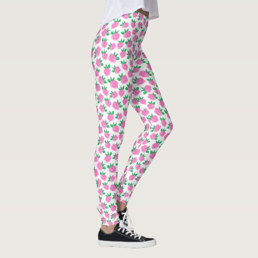 Blossom in Style Niedliche Blume und Rosen Weiß Leggings (Rechts)