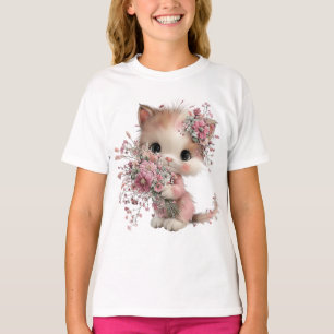 „Blossom Kitty“-Süßes-Katzen-T-Shirt T-Shirt