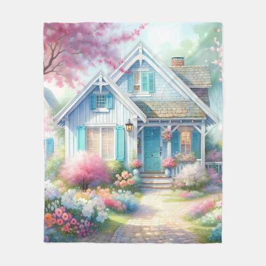 Blossom Lane Blue Cottage Garden Fleecedecke (Vorderseite)