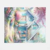 Blossom Lane Blue Cottage Garten Fleecedecke (Vorderseite (Horizontal))
