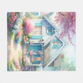 Blossom Lane Blue Cottage Garten Fleecedecke (Vorderseite (Horizontal))