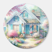 Blossom Lane Blue Cottage Garten Magnet (Vorne)