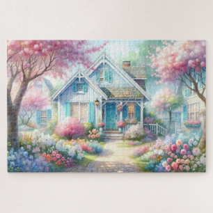 Blossom Lane Blue Cottage-Garten Puzzle