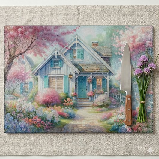 Blossom Lane Blue Cottage Garten Schneidebrett