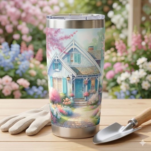 Blossom Lane Blue Cottage Garten Thermobecher