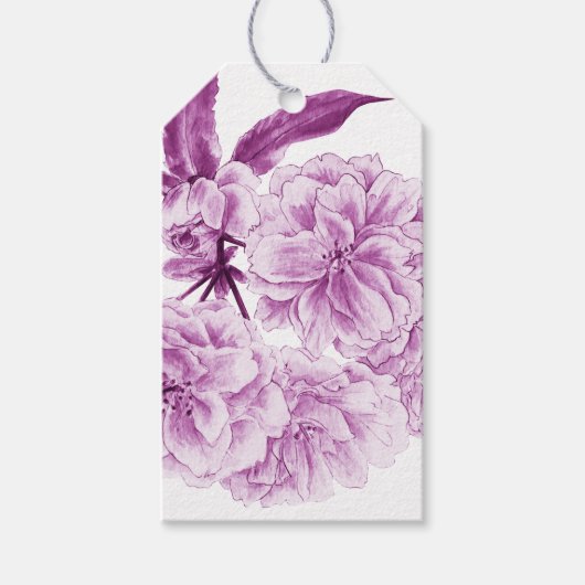 Blossom lila Lila Blume Aquarell Geschenketiketten Geschenkanhänger (Vorderseite)
