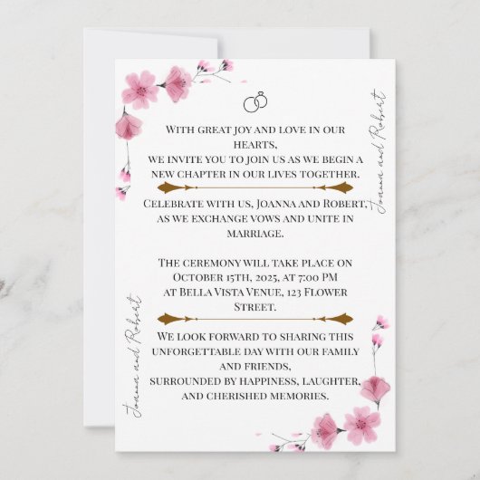 Blossom Love Wedding Invitation Einladung (Vorderseite)