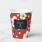 Blossom Nouveau | Elegant Floral Custom Pappbecher (Vorderseite)