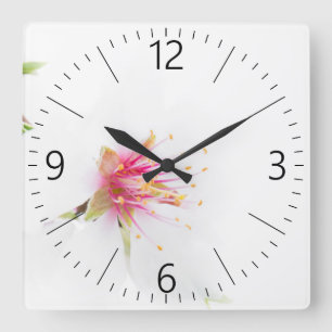 Blossom of the almond tree quadratische wanduhr