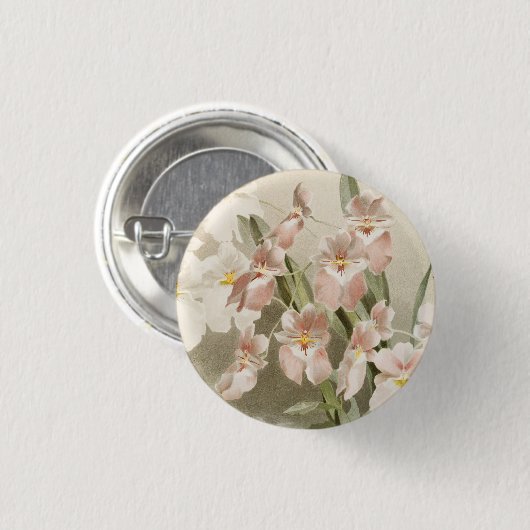Blossom Orchids Vintage Malerei Button (Vorne & Hinten)