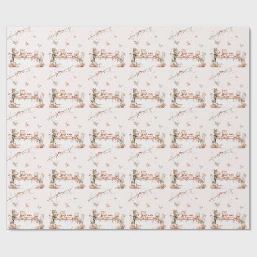 Blossom-Party mit Katzen Geschenkpapier (Flach)