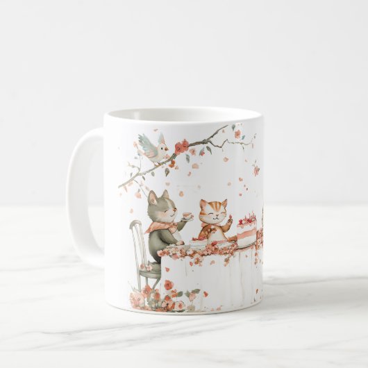 Blossom-Party mit Katzen Kaffeetasse (Vorderseite Links)