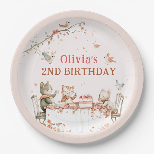 Blossom-Party mit Katzen Pappteller (Vorderseite)