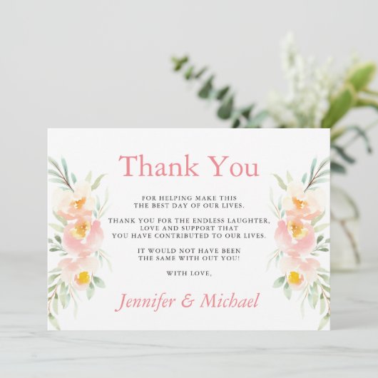 Blossom Peach Wedding Vielen Dank Karten (Stehend Vorderseite)