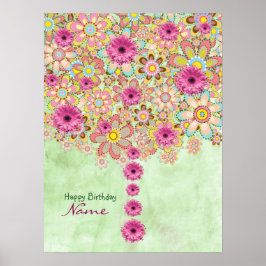Blossom Pink Blume Baum - Geburtstag Poster