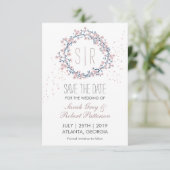 Blossom Pink Blume Kranz Hochzeit speichern das Da Save The Date (Stehend Vorderseite)