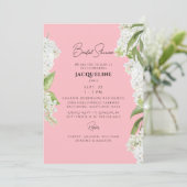 Blossom Pink Weißes Hydrangea Blumengebäck Brautpa Einladung (Stehend Vorderseite)