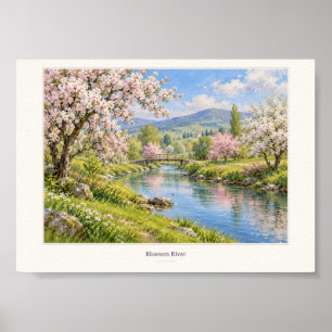 Blossom River Frühjahrslandschaftskunst Poster