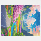 "Blossom Road Dreams - Fantasy Landschaft Fleecedecke (Vorderseite (Horizontal))