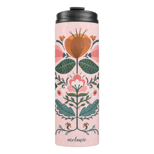 Blossom & Roots Folkloregarten Blumengarten Rosa Thermosbecher (Vorderseite)