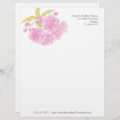 Blossom rosa grüne Aquarellmalerei Briefbogen (Vorne/Hinten)
