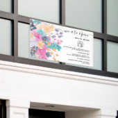 Blossom Rosa Land Blumenfarbe Wir sind offen Banner (Äußeres Gebäude)