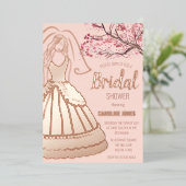 Blossom Rose Gold Fossil Blumenstrauß Brautparty Folieneinladung (Stehend vorne)