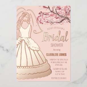 Blossom Roségold-Folien-Blumenkleid Brautparty Folieneinladung
