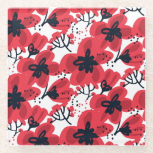 Blossom Rot: Abstraktes handGezeichnet Muster. Glasuntersetzer