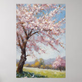 Blossom Ruhe: Bäume im Grasfeld Ölmalerei Poster (Vorne)