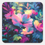 Blossom Rush Spring Blumengarten Quadratischer Aufkleber (Vorderseite)
