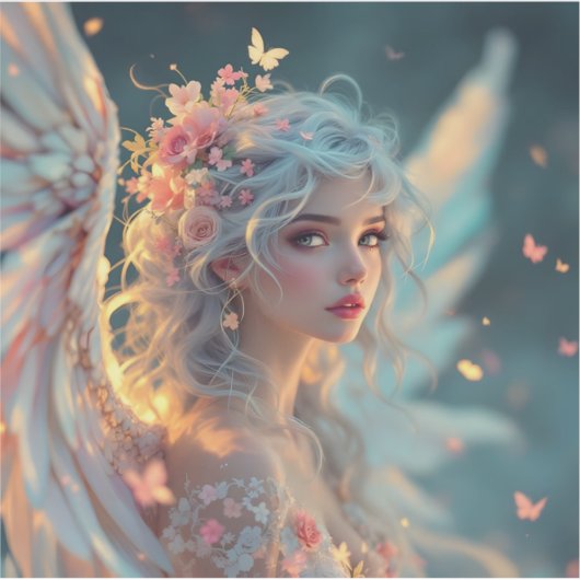 Blossom Seraph - Engel der Frühlingsgraue Aufkleber (Vorderseite)