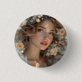 Blossom Seraph - Engel der Frühlingsgraue Button