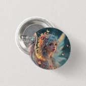 Blossom Seraph - Engel der Frühlingsgraue Button (Vorne & Hinten)