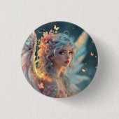 Blossom Seraph - Engel der Frühlingsgraue Button (Vorderseite)