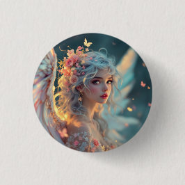 Blossom Seraph - Engel der Frühlingsgraue Button