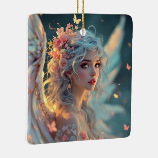 Blossom Seraph - Engel der Frühlingsgraue Keramikornament (Rechts)