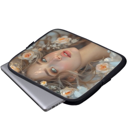 Blossom Seraph - Engel der Frühlingsgraue Laptopschutzhülle (Vorne Knopf)