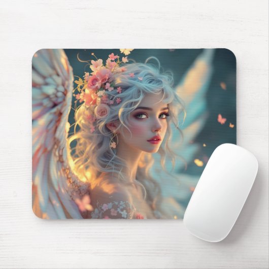 Blossom Seraph - Engel der Frühlingsgraue Mousepad (Mit Mouse)