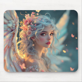 Blossom Seraph - Engel der Frühlingsgraue Mousepad