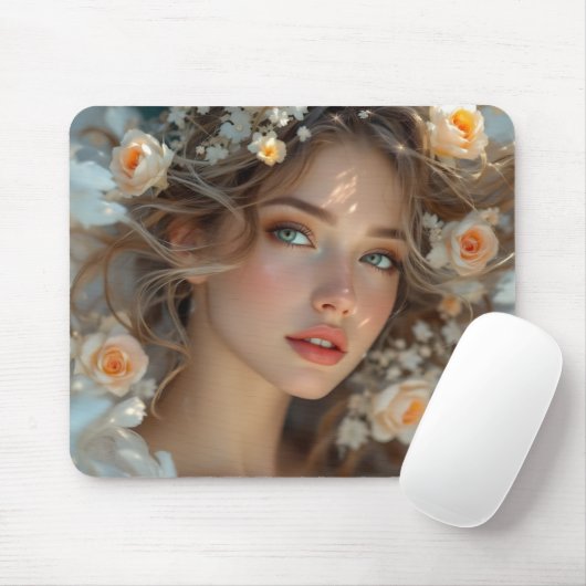 Blossom Seraph - Engel der Frühlingsgraue Mousepad (Mit Mouse)